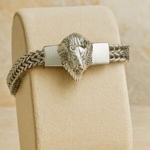 New 925 Silver Lion Head Bracelet